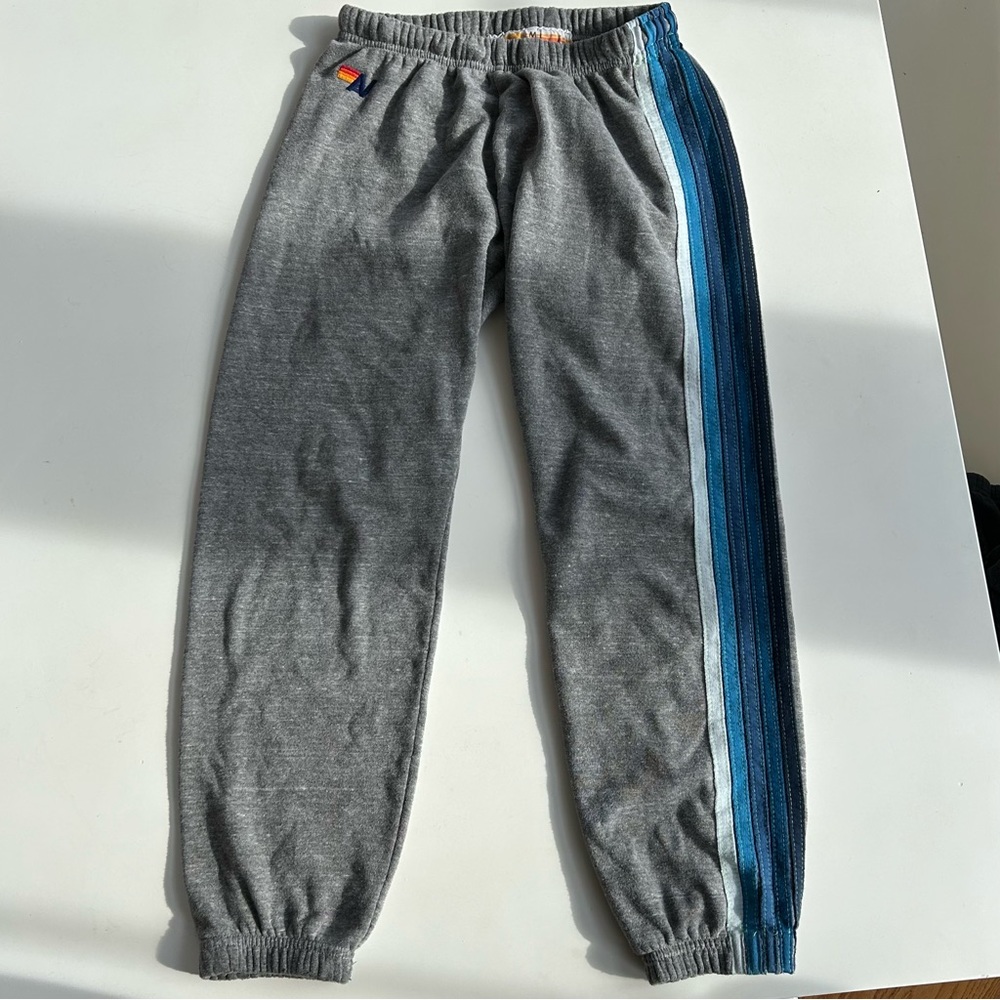 Aviator Nation Grey 5-Stripe Blue Sweatpants Size M